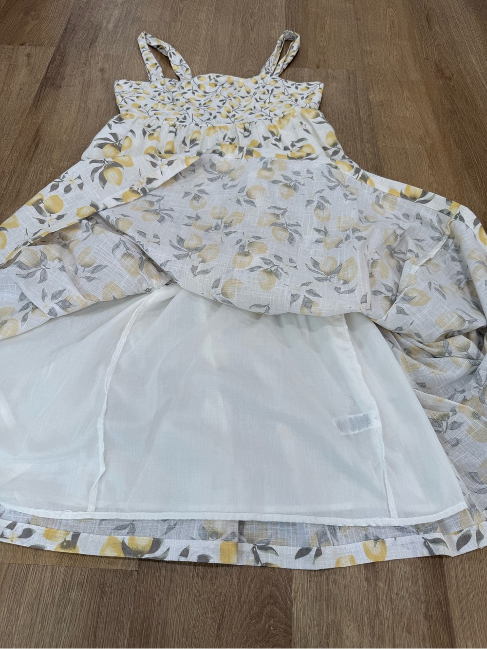 New Dress HAUTE HIPPIE Lemon Print Tiered Midi Sundress Sz.12 Cotton Party - Picture 12 of 14